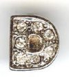 1 9mm Silver Slider with Rhinestones - Letter "D"